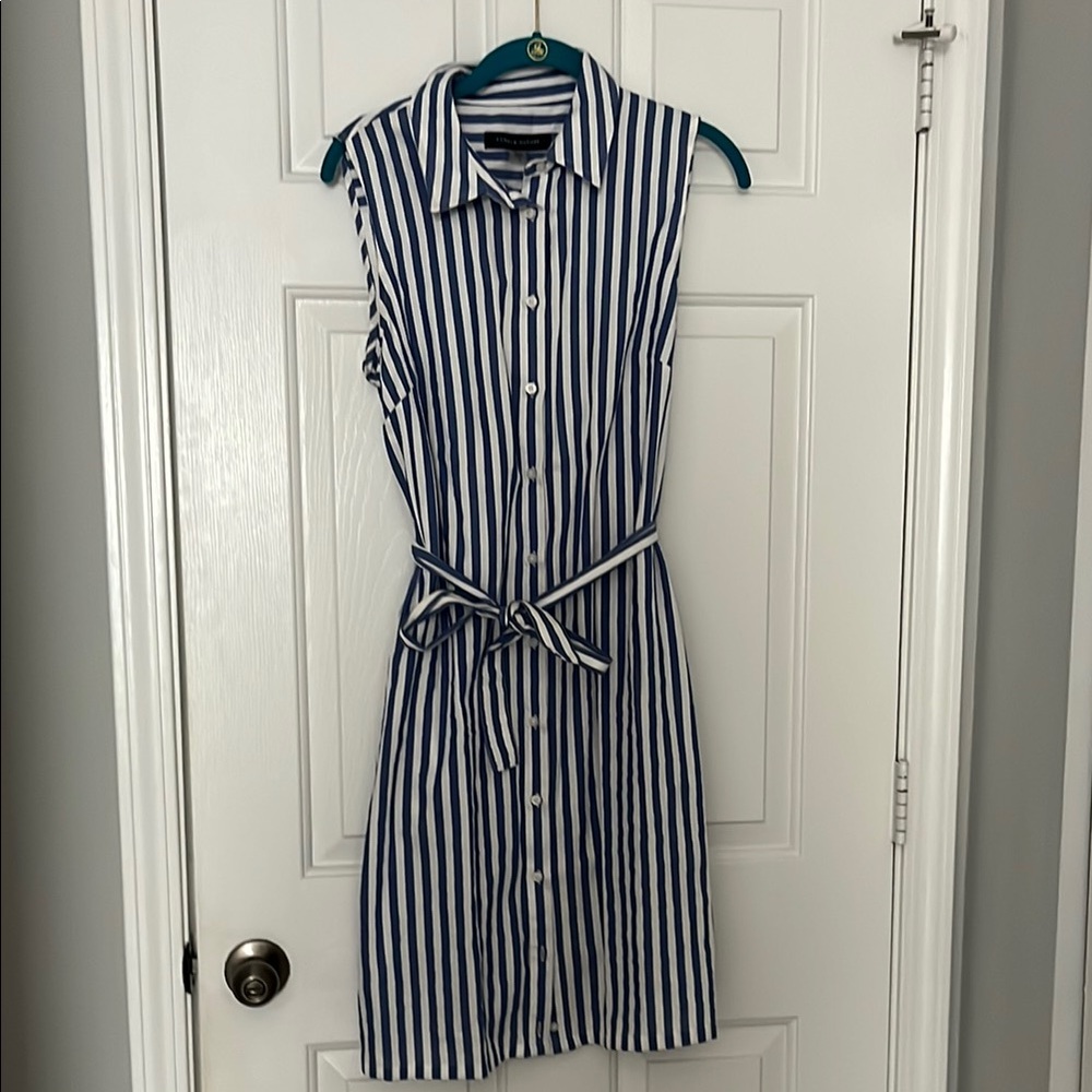 Striped Blue and White Sleeveless Dress